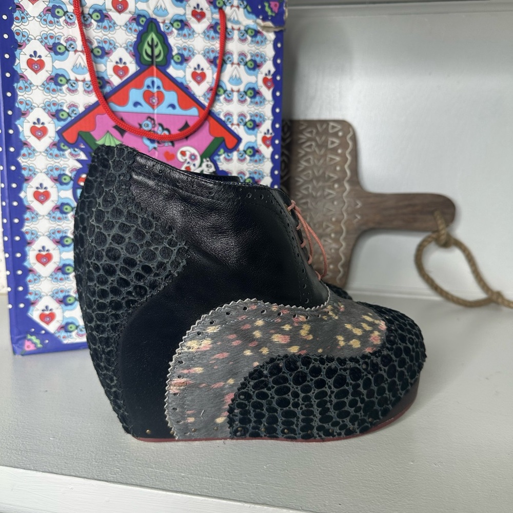 Irregular Choice What an Angel Black Lavender Women's Wedge Shoes Booties - Picture 6 of 11